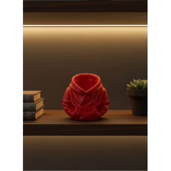 Dekoratif Kırmızı Hoodie Kalemlik 10x10 cm -
