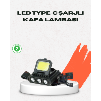 USB Şarjlı Kafa Feneri 800 Lumen Ayarlanabilir COB ve XPE LED -
