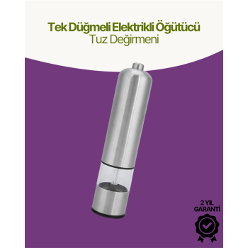 Elektrikli Baharat Öğütücü Pilli Paslanmaz Çelik Otomatik Tuz Karabiber Değirmeni -