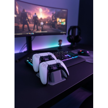 Antrasit İkili Gamepad Tutucu 7x18 cm Masa ve Raf Düzeni -