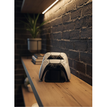 İkili Gamepad Tutucu Siyah 7x18 cm Masa ve Raf Düzeni -