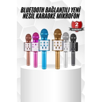 Karaoke Mikrofon Bluetooth Bağlantılı Aux Girişli Uzun Pil Ömrü Yüksek Ses Kaliteli -