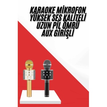 Karaoke Mikrofon Dahili Hoparlörlü Sd-usb-aux Girişli Bluetooth Hoparlör -