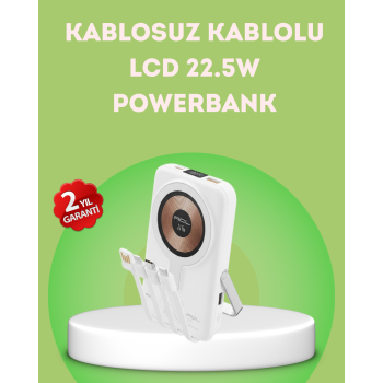 LCD Göstergeli Manyetik Powerbank Type C USB Girişli -