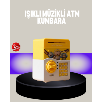 Sarı Şifreli Eğitici Çocuk Kumbarası Otomatik Para Girişli -