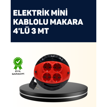 Ev ve Ofis İçin 3 Metre Kablolu 4 Priz Makarası -