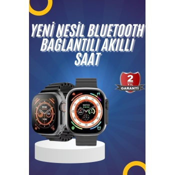 Yeni Model Akıllı Saat Ultra Smart Watch Gümüş Kasa 45mm Titreşim -