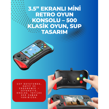 500 Retro Oyunlu Taşınabilir El Konsolu – X7M Modeli -