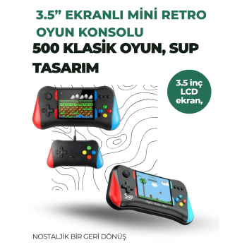 3.5 İnç Ekranlı Klasik Oyun Konsolu – 500 Dahili Oyun -