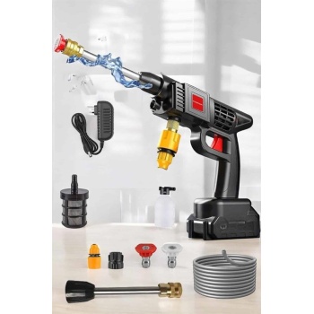 Şarjlı Oto Yıkama Tabancası Su Basınçlı Hazneli Bataryalı -