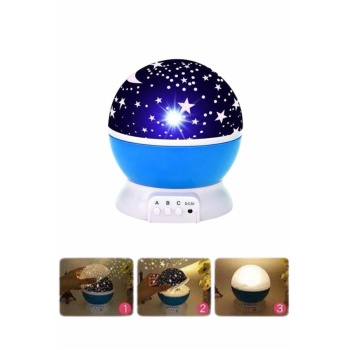 Yıldızlı Gece Lambası Mor Projeksiyon Görünümlü Masa Lambası Renk Değiştirebilen -