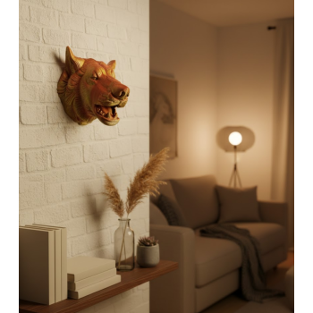 Altın Kaplama Görünümlü Kurt Duvar Süsü -