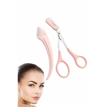 Taraklı Kaş Makası ve Ustura Seti Kaş Düzeltme Makası Kaş Bıyık Alma Aleti -