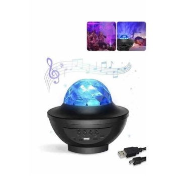 Masa ve Gece Lambası Renkli Projektör Işıklı Disko Topu Bluetooth Hoparlör -