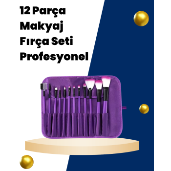 Profesyonel Makyaj Uygulamalarına Özel 12 Parça Kompakt ve Hafif Makyaj Fırça Seti -