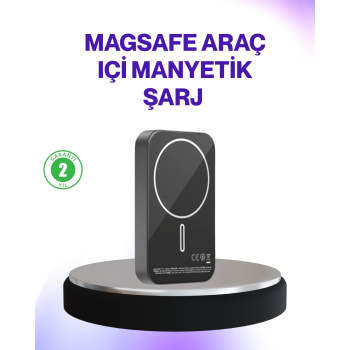Mıknatıslı MagSafe Uyumlu Araç Tutucu Kablosuz Şarj Destekli -
