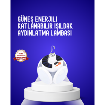 USB ve Solar Şarjlı Katlanabilir 5 Taraflı LED Lamba -