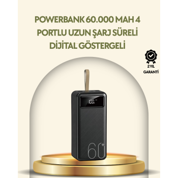 Tüm Cihazlarla Uyumlu LED Fenerli 4 Çıkışlı Powerbank -