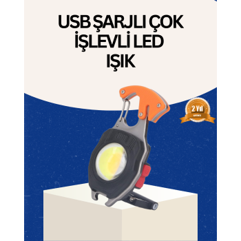 USB Şarjlı Mini LED Anahtarlık Fener -