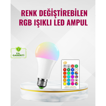 RGB Uzaktan Kumandalı LED Ampul 16 Renk Dekoratif Aydınlatma -