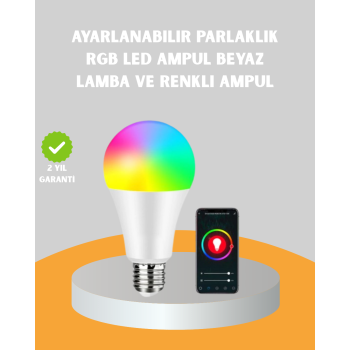 Uzaktan Kumandalı Akıllı LED Ampul, Enerji Tasarruflu -