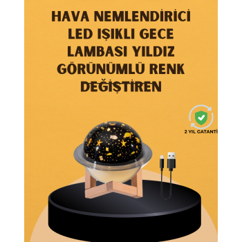 Projektör ışıklı, aromaterapi uyumlu mini masaüstü hava nemlendirici cihaz -