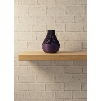 11 cm Mor Minimal Çizgili Vazo Masa Üstü Şık Dekor Objesi -