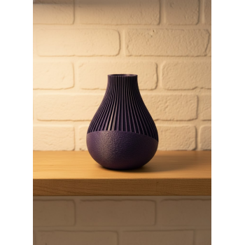 Mor Çizgili Dekoratif Vazo 11 cm Modern Tasarım Aksesuar -