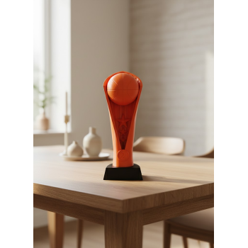 Turuncu Kupa 23cm Basketbol Temalı Dekoratif Ödül Biblosu -