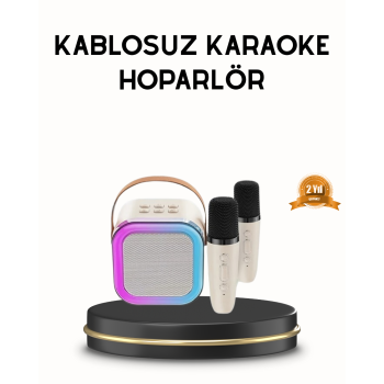 Bluetooth Karaoke Hoparlör Renkli LED Işıklı ve Type-C Şarjlı -