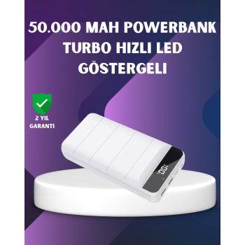 50000mAh Yüksek Kapasiteli Powerbank Hızlı Şarj ve LED Ekranlı -
