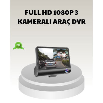 Araç DVR Kamerası 3’lü 170° Geniş Açılı Full HD ve Park Destekli -