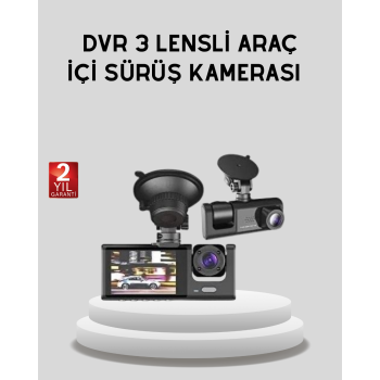 Full HD Üç Kameralı Araç Kamerası 170° Geniş Açılı ve Park Destekli -