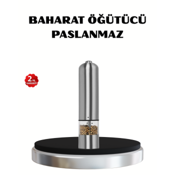 Modern Otomatik Baharat Öğütücü Seti – Pilli, Paslanmaz Çelik, LED Aydınlatmalı -