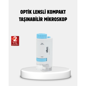 Taşınabilir Eğitim Mikroskobu 80X–200X LED Işıklı ve Darbeye Dayanıklı -