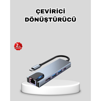 Type-C Çoklu Dönüştürücü – Alüminyum Gövde, Hızlı Veri Aktarımı ve Şarj Desteği -
