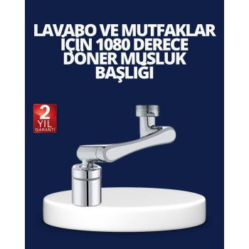 Esnek 1080° Musluk Başlığı 3 Eklemli Hareketli Su Modlu Lavabo Aparatı -