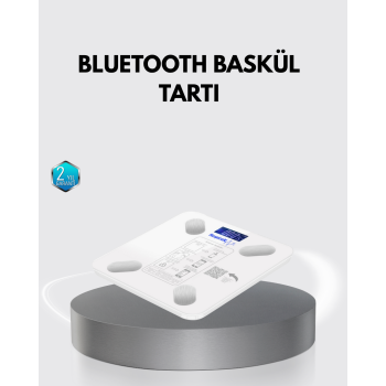 Bluetooth Akıllı Tartı – 8 Fonksiyonlu Dijital Baskül, 180 kg Kapasiteli -