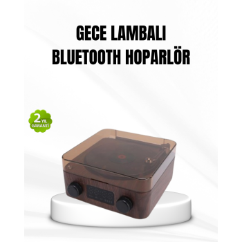 Bluetooth Hoparlörlü Gece Lambası Dijital Saat ve Ambiyans Işığı Çok Amaçlı -