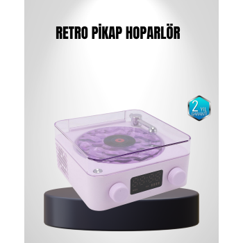 Bluetooth Retro Pikap Hoparlör 360 Derece Ses Projektörlü Gece Lambası Çok Fonksiyonlu -