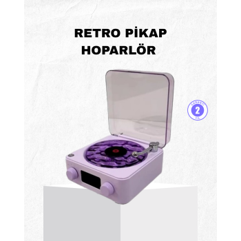 Retro Pikap Hoparlör Bluetooth AUX USB Type-C Projektörlü 360° Sesli Taşınabilir -