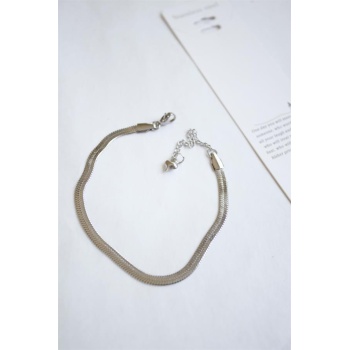 Çelik İtalyan Zincir Bileklik - Gümüş