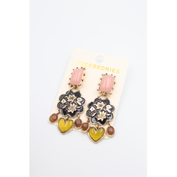 Çiçek İşlemeli Küpe - ÇOK RENKLİ