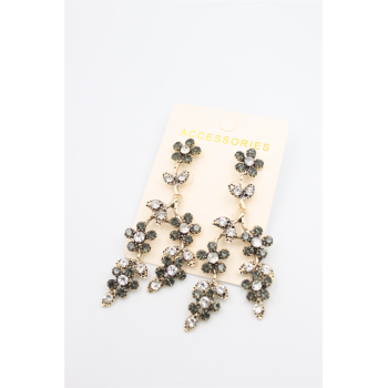 Çiçek Küpe - Siyah