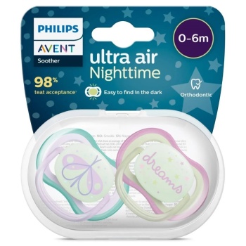 Philips Avent Ultra Air Night Karanlıkta Parlar Gece Emziği 0-6 ay Kız SCF376/19