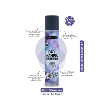 Kuru Şampuan Biotin Collagen 200 ML - Koyu Renkli Saçlar - mrfs