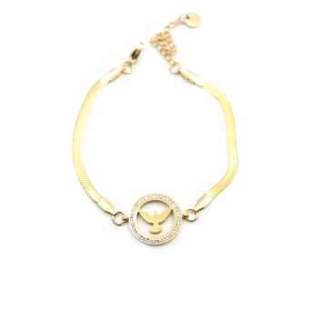 Taşlı Anka Kuşu Bileklik - Altın