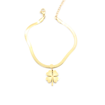 İtalyan Zincir Yonca Bileklik - Altın