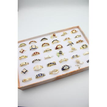 36lı Mineli Yüzük Seti - Altın