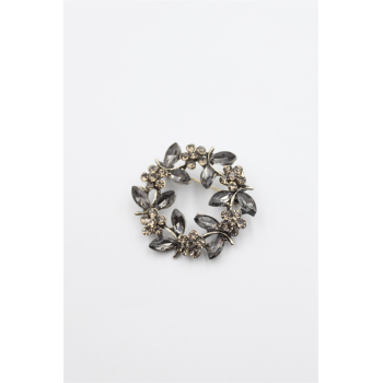 Çiçek Broş - Siyah